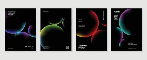 Modern gradient poster background set. Abstract cover template with vibrant perspective 3d geometric prism shapes collection. Ideal design for social media, cover, banner, flyer. vector