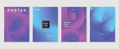 Modern gradient poster background set. Abstract cover template with vibrant perspective 3d geometric prism shapes collection. Ideal design for social media, cover, banner, flyer. vector