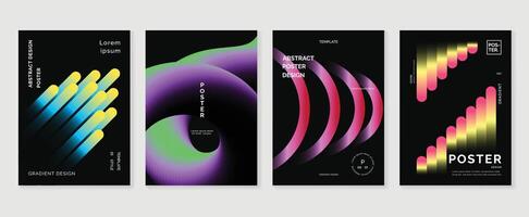 Modern gradient poster background set. Abstract cover template with vibrant perspective 3d geometric prism shapes collection. Ideal design for social media, cover, banner, flyer. vector