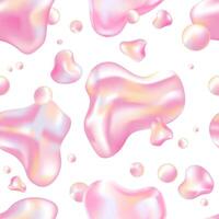 Liquid holographic abstract shapes seamless background. Amorphous iridescent liquid figures on a white background seamless pattern for wallpaper, print, poster, cover design. illustration vector