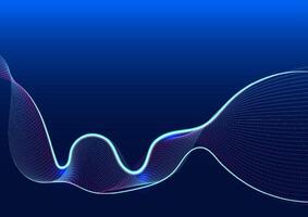 Flowing smooth wave pattern on a blue background. Internet network and communication signal technology, fiber optic line. Science and music backdrop. vector