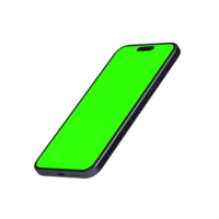 Transparent front smartphone greenscreen 45 degree leaned left view png