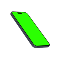 Transparent front smartphone greenscreen 45 degree leaned right view png