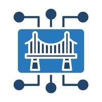 Digital Bridge icon line illustration vector