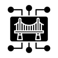 Digital Bridge icon line illustration vector