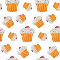 A pattern with swimming circles in the shape of a cupcake, a large inflatable pastry with cream. This colorful inflatable float pillow is perfect for a summer themed pool party. Seamless texture vector