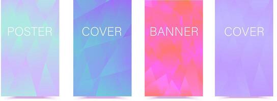 Set of modern polygonal covers Abstract posters with geometric pattern Trendy multicolored templates for advertising, announcements, presentations Collection of colorful postcards for your business vector