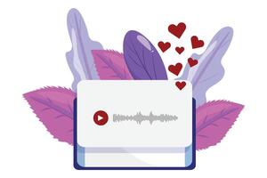 Smartphone with a sound wave and play button, placed horizontal vector