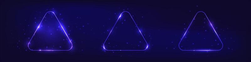Set of neon frames with shining effects vector
