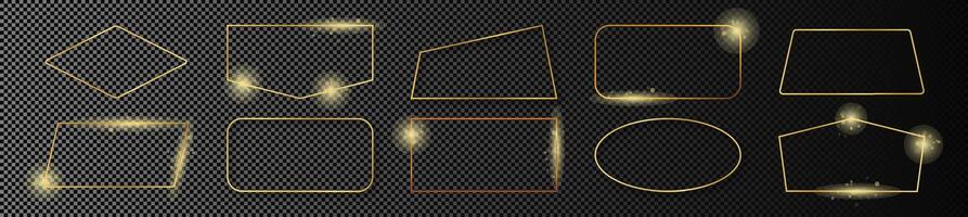 Gold glowing different geometric shape frame vector