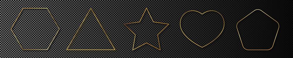 Gold glowing different geometric shape frame vector