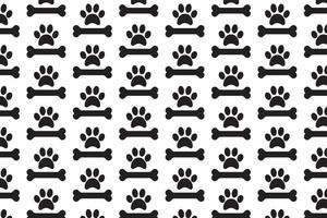Paw print and bone pattern in trendy style . Dog paw and bone pattern. Dog wallpaper background vector