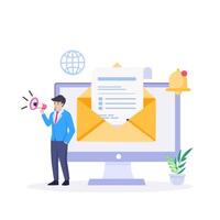 Concept of email marketing, Sending or receiving email. vector