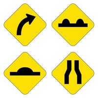Arrow turning right, Bumpy road and narrow traffic sign vector