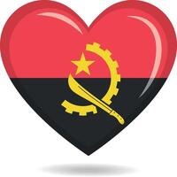 Angola national flag in heart shape illustration vector