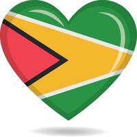 Guyana national flag in heart shape illustration vector