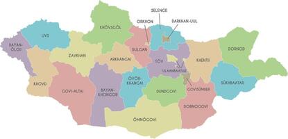 regional map of Mongolia with provinces and administrative divisions. Editable and clearly labeled layers. vector