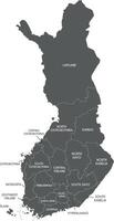 map of Finland with regions or counties and administrative divisions. Editable and clearly labeled layers. vector