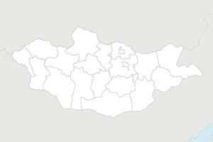 regional blank map of Mongolia with provinces and administrative divisions, and neighbouring countries and territories. Editable and clearly labeled layers. vector