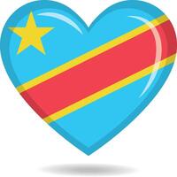 Democratic Republic of Congo national flag in heart shape illustration vector