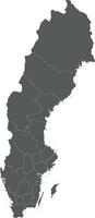 regional blank map of Sweden with counties and administrative divisions. Editable and clearly labeled layers. vector