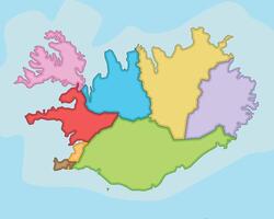 illustrated blank map of Iceland with regions and administrative divisions. Editable and clearly labeled layers. vector