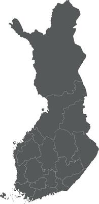 blank map of Finland with regions or counties and administrative divisions. Editable and clearly labeled layers.