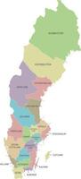regional map of Sweden with counties and administrative divisions. Editable and clearly labeled layers. vector