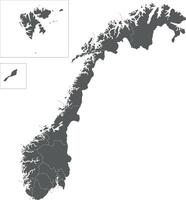 regional blank map of Norway with counties and territories, and administrative divisions. Editable and clearly labeled layers. vector