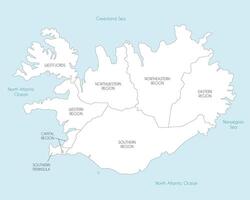 map of Iceland with regions and administrative divisions. Editable and clearly labeled layers. vector