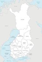 map of Finland with regions or counties and administrative divisions, and neighbouring countries. Editable and clearly labeled layers. vector