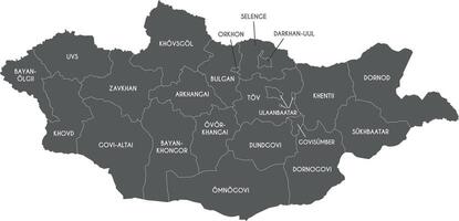 regional map of Mongolia with provinces and administrative divisions. Editable and clearly labeled layers. vector