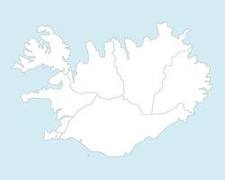 blank map of Iceland with regions and administrative divisions. Editable and clearly labeled layers. vector