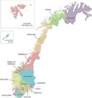 regional map of Norway with counties and territories, and administrative divisions. Editable and clearly labeled layers. vector