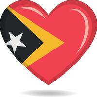 East Timor national flag in heart shape illustration vector