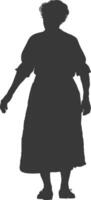 silhouette of elderly woman in apron full body black color only vector