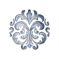 Ornamental element , swirling ornate with curls. Hand drawn watercolor illustration in vintage. Traditional geometric oriental pattern. Isolated template for border, frame, card, background, textile. png