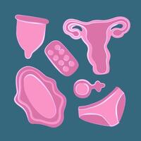 Illustration of menstrual set. Menstrual cycle. vector