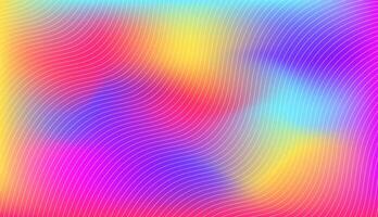 Colorful gradient mesh background with line waves texture. Modern bright rainbow colors vector