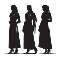 hijab style standing silhouette vector