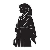 hijab style standing silhouette vector