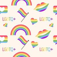 Seamless pattern of lgbt elements, Pride Month vector