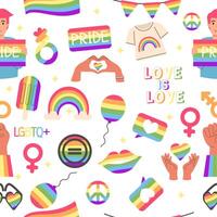 Seamless pattern Lgbt elements collection pride month vector