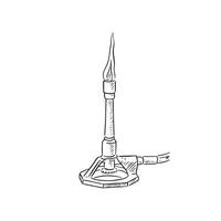 A line drawn bunsen burner. Inspired by school science lessons. Hand draw in a sketch style. vector