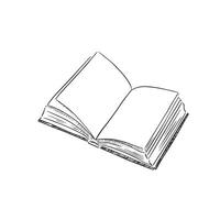 Open book illustration. Hand drawn in line format in a sketchy style. vector