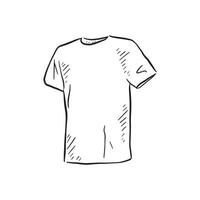 Hand drawn tshirt in black and white line with shading. vector