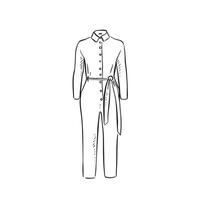 A line drawn playsuit outfit. Womenswear hand drawn in black and white in a sketchy style. vector