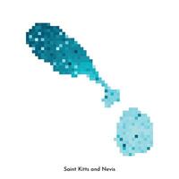 isolated geometric illustration with simple icy blue shape of Saint Kitts and Nevis map. Pixel art style for NFT template. Dotted logo with gradient texture for design on white background vector