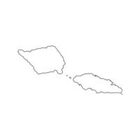 isolated simplified illustration icon with black line silhouette of Samoa map. White background vector