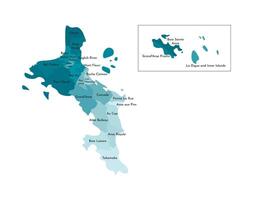 isolated illustration of simplified administrative map of Seychelles. Borders and names of the districts, regions. Colorful blue khaki silhouettes vector